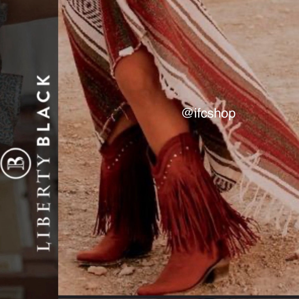 Liberty Black Vegas Fringe Boots Rojo LB71124  6